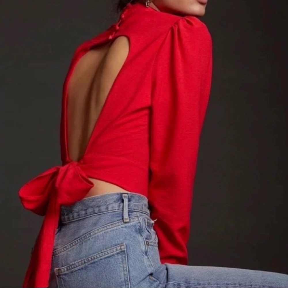 Maeve puff sleeve open back top sz 16 Anthropologie Top